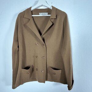 Carlisle Womens Double-Breasted Knit Cardigan Sweater Medium Merino Wool Brown